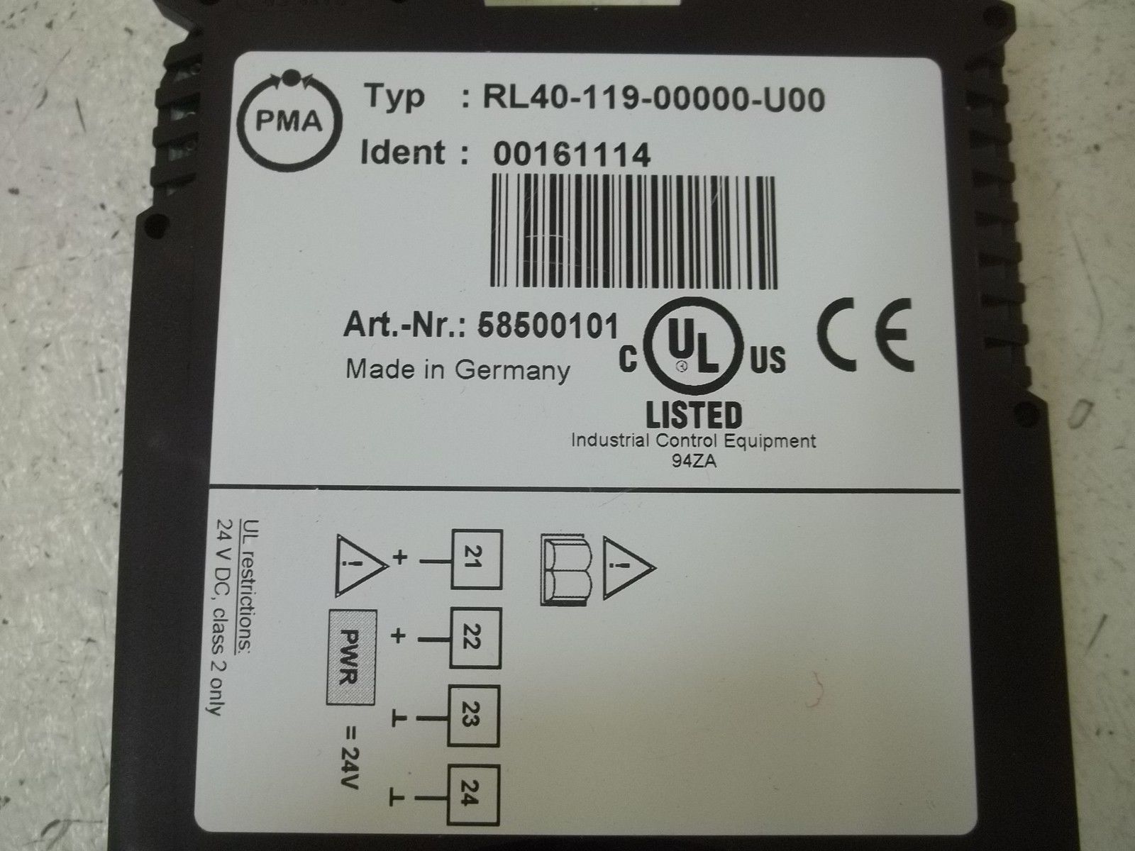 PMA RL40-119-00000-U00 POWER SUPPLY MODULE UNMP