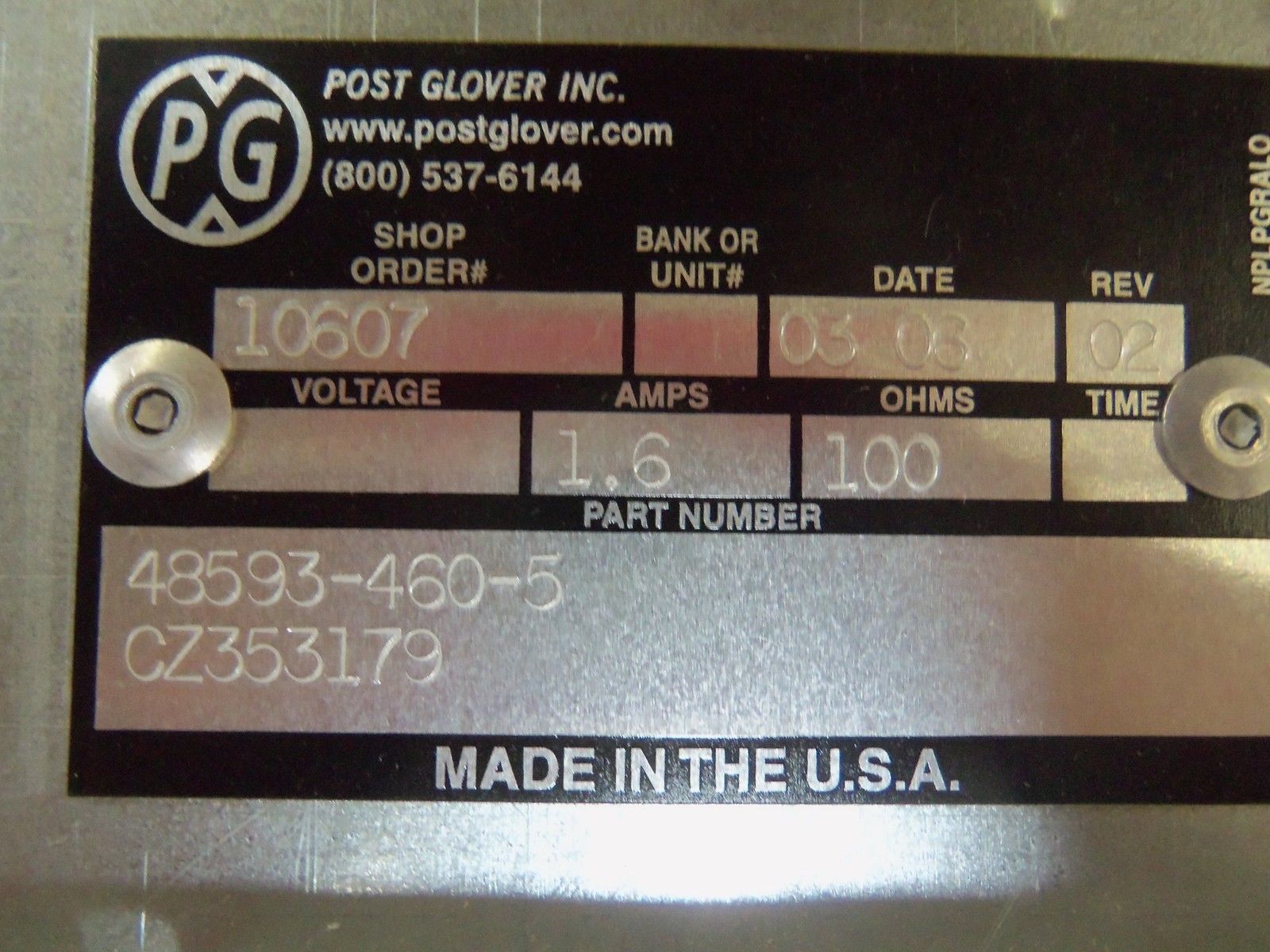 POST GLOVER CZ353179 RESISTOR UNMP
