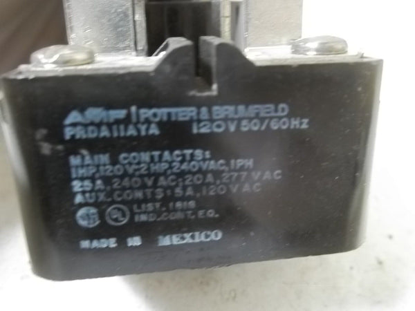 POTTER & BRUMFIELD PRDA11AYA RELAY 120V50/60HZ UNMP