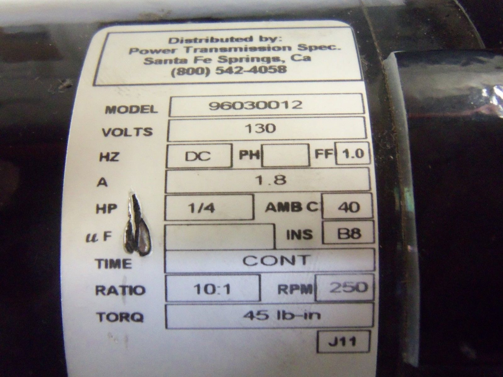 POWER TRANSMISSIONS 96030012 MOTOR UNMP