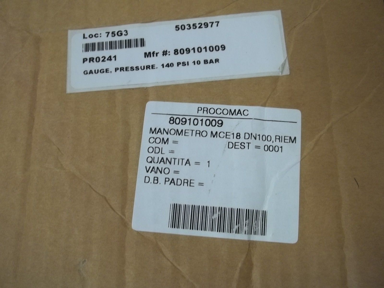 PROCOMAC 809101009 PRESSURE GAUGE 0-140 PSI NSMP