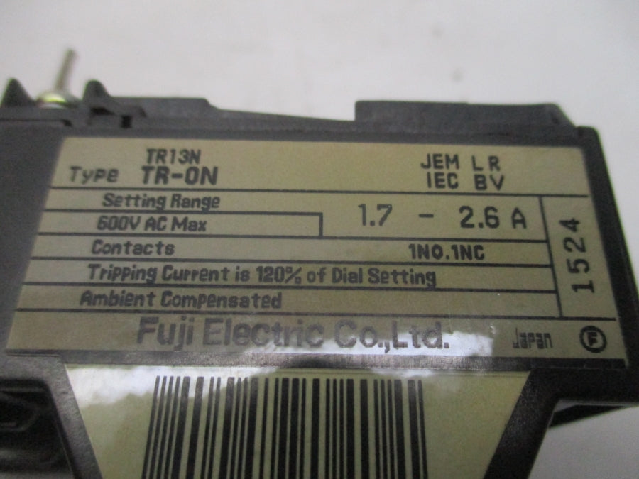 FUJI ELECTRIC TR-0N-1.7-2.6A TR13N 600VAC UNMP