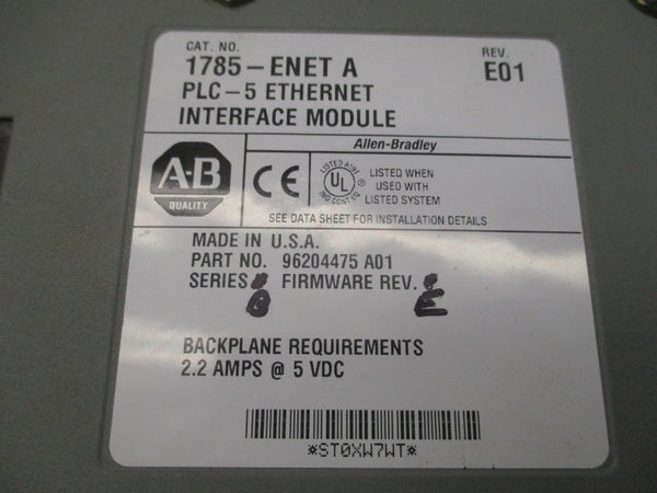 ALLEN BRADLEY 1785-ENET SER. A 5VDC 2.2A REV. E01 (AS PICTURED) UNMP