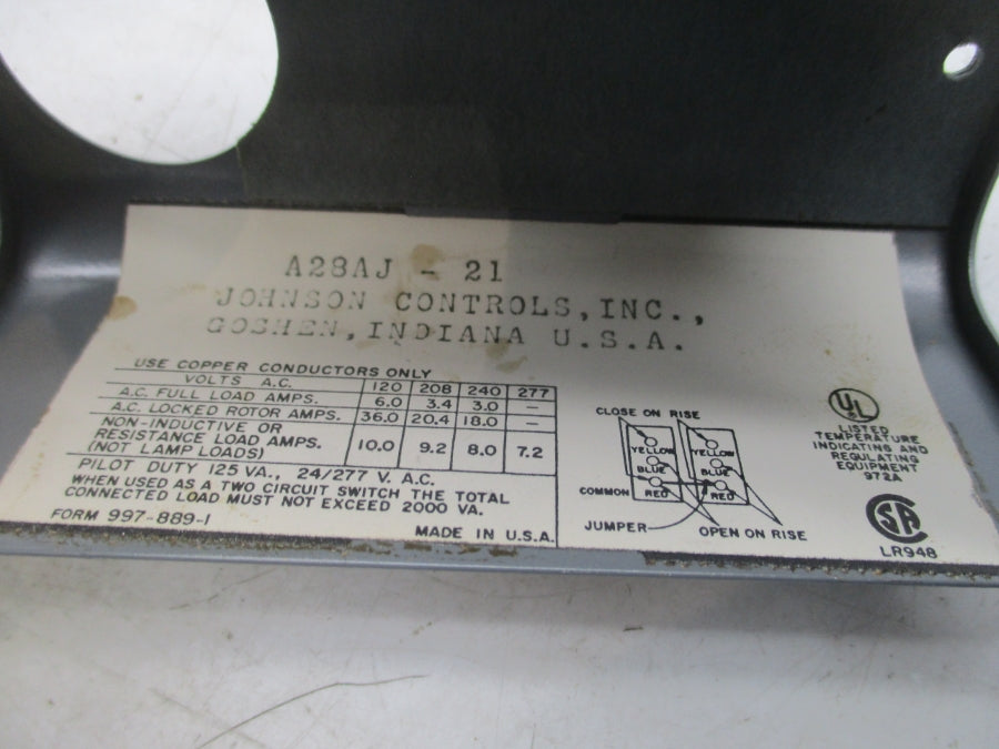 JOHNSON CONTROLS A28AJ-21 277VAC 7.2A NSNP