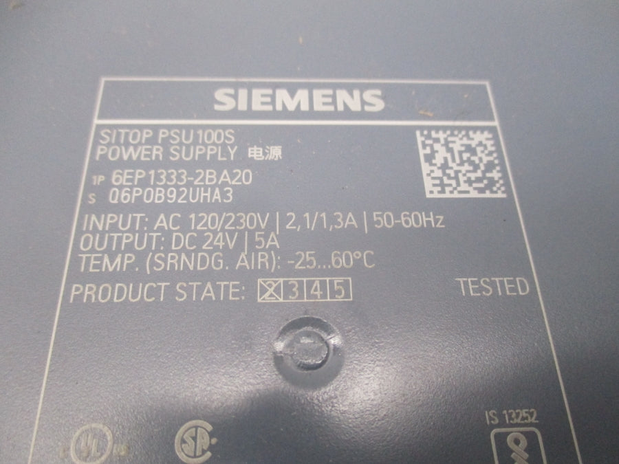 SIEMENS 6EP1333-2BA20 120/230VAC 2.1/1.3A NSMP