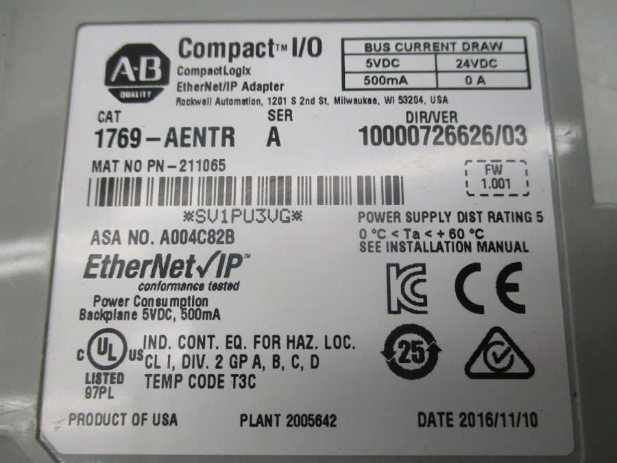 ALLEN BRADLEY 1769-AENTR SER. A F/W 1.001 NSNP