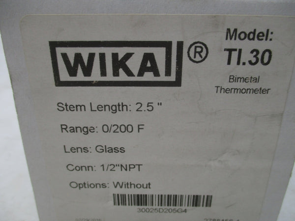 WIKA TI.30 0-200'F 2.5" NSMP