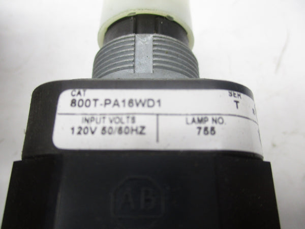 ALLEN BRADLEY 800T-PA16WD1 SER. T 120V (WH) (AS PICTURED) NSMP