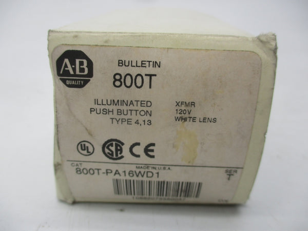 ALLEN BRADLEY 800T-PA16WD1 SER. T 120V (WH) (AS PICTURED) NSMP