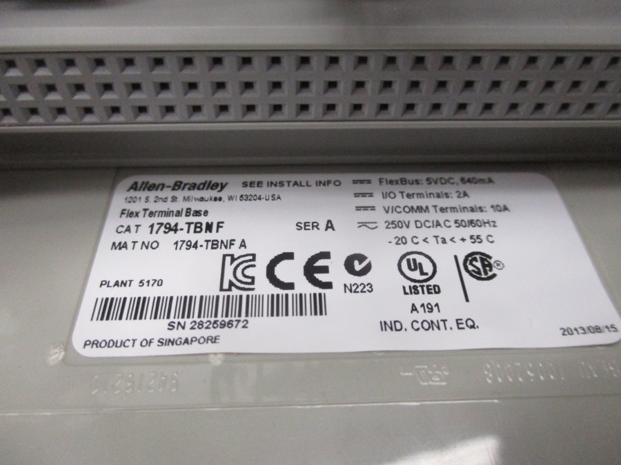 ALLEN BRADLEY 1794-TBNF SER. A 250VAC 10A NSMP