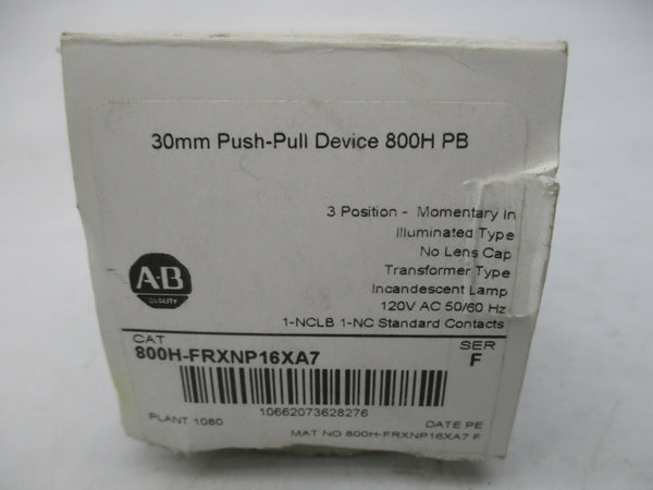 ALLEN BRADLEY 800H-FRXNP16XA7 SER. F 120VAC NSMP