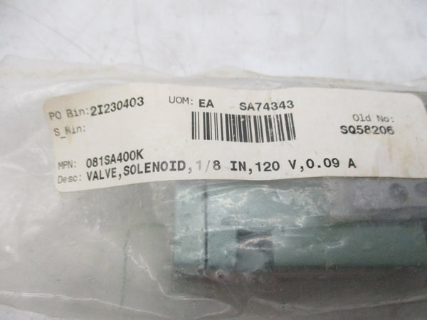 NUMATIC 081SA400K 120V 0.09A 150PSI 1/8" NSMP