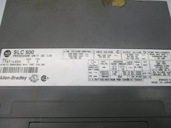 ALLEN BRADLEY 1747-L40A SER. C F/W6 85-132VAC UNMP
