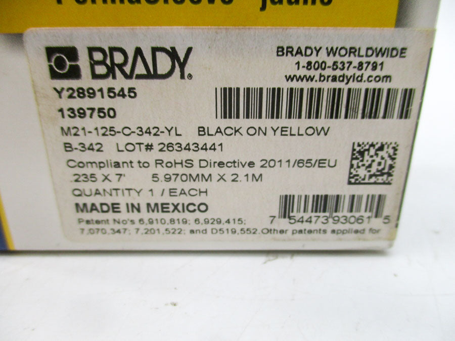 BRADY M21-125-C-342-YL NSMP