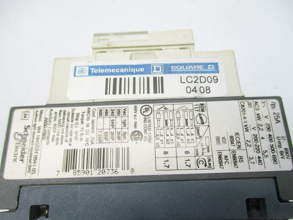 TELEMECANIQUE LC2D09B7 24V (AS PICTURED) NSNP