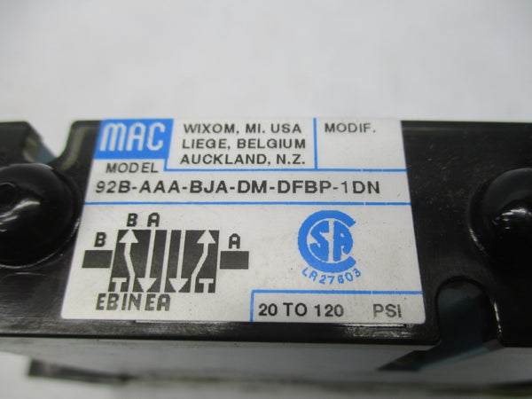 MAC 92B-AAA-BJA-DM-DFBP-1DN 24VDC 20-120PSI NSNP