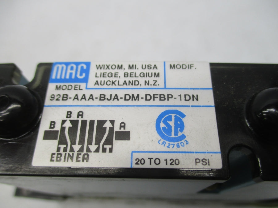 MAC 92B-AAA-BJA-DM-DFBP-1DN 24VDC 20-120PSI NSNP
