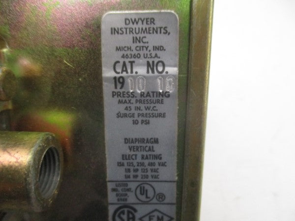 DWYER 191010 250VAC 15A 10PSI NSNP