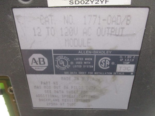 ALLEN BRADLEY 1771-OAD SER. B 12-120VAC UNMP