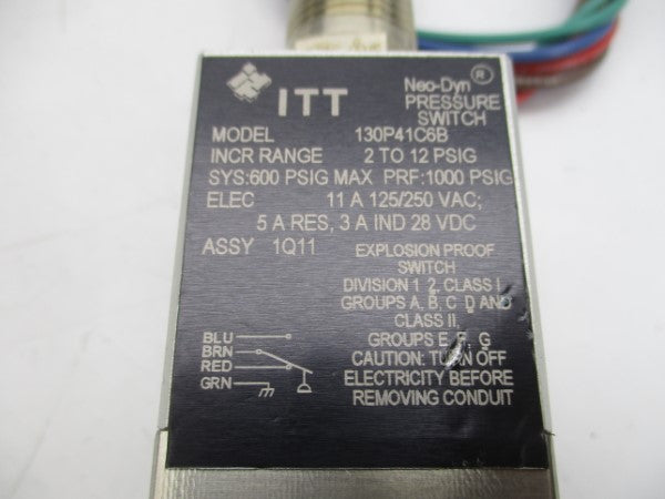 ITT 130P41C6B 125/250VAC 11A 2-12PSI NSNP