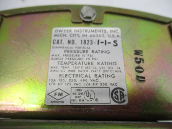 DWYER 1823-1-1-S 480VAC 15A 25PSI NSNP