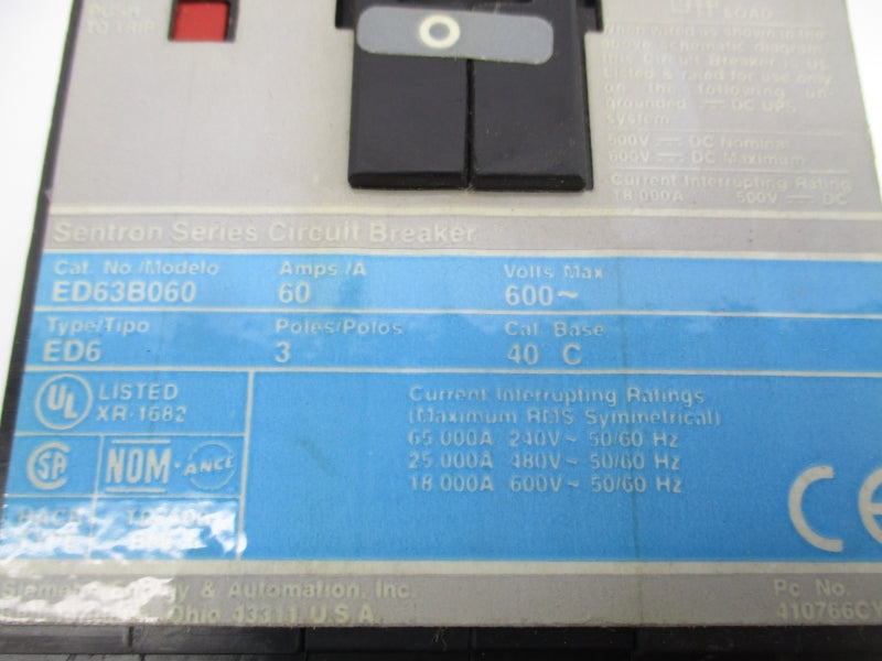SIEMENS ED63B060 600VAC 60A NSMP