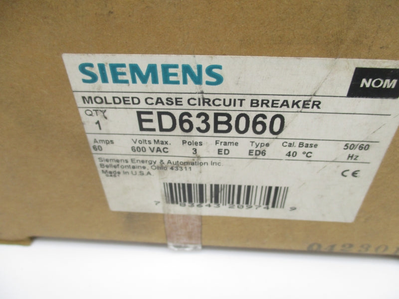 SIEMENS ED63B060 600VAC 60A NSMP