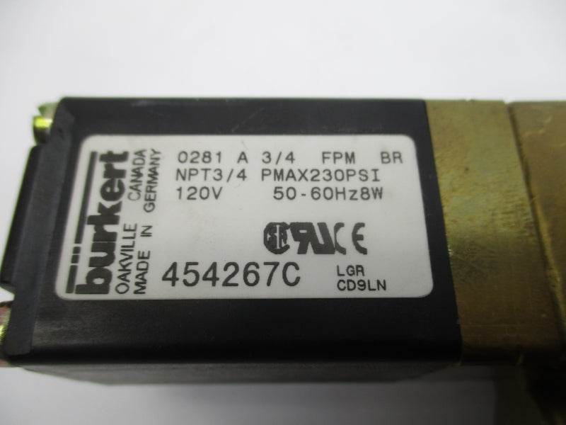 BURKERT 454267C 120V 230PSI NSMP