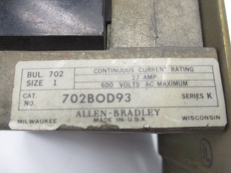 ALLEN BRADLEY 702BOD93 SER. K 110/120V 27A UNMP