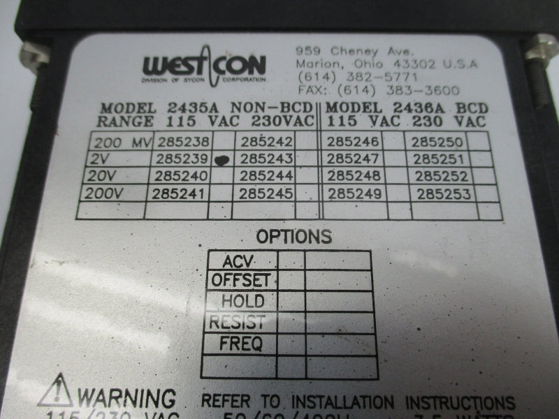 WESTCON 2435A-0285239 115-230VAC UNMP