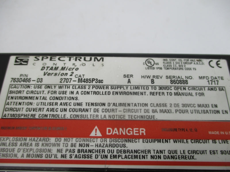 SPECTRUM 7630466-03 2707-M485P3SC SER. A REV. B NSNP