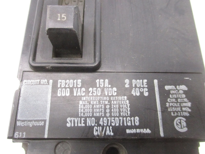 WESTINGHOUSE 4975D71G18 600VAC 15A UNMP