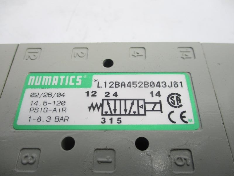 NUMATICS L12BA452B043J61 24VDC 14.5-120PSI UNMP