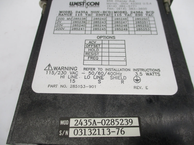 WESTCON 2435A-0285239 115/230VAC UNMP