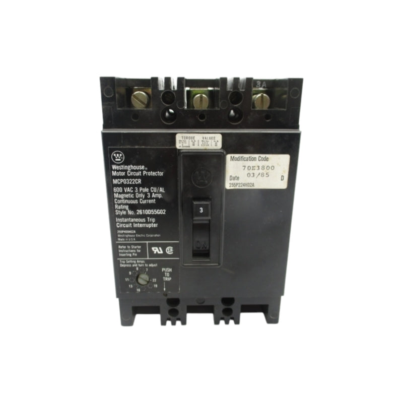 WESTINGHOUSE MCP0322CR 600VAC 3A NSNP