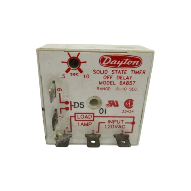 DAYTON 6A857 120VAC 1A .5-10SEC. UNMP