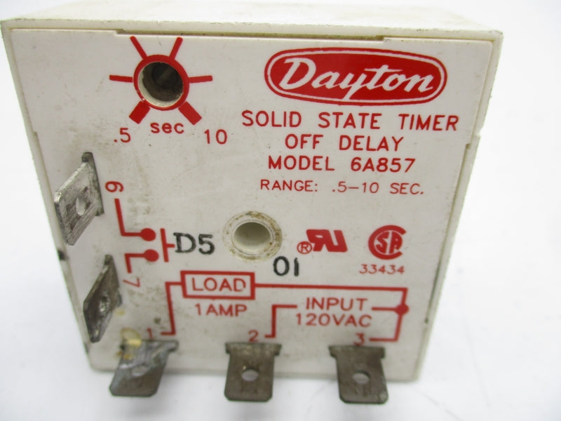 DAYTON 6A857 120VAC 1A .5-10SEC. UNMP