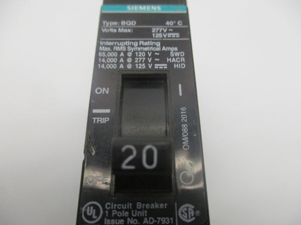 SIEMENS BQD120 277V 20A NSNP