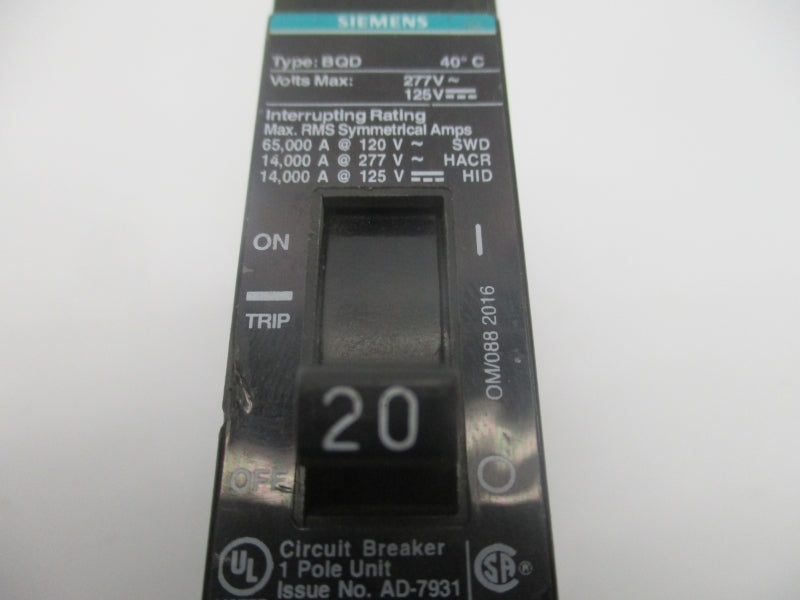 SIEMENS BQD120 277V 20A NSNP