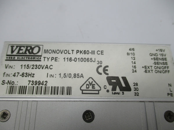 VERO 116-010065J 115/230VAC 1.5/0.85A NSMP