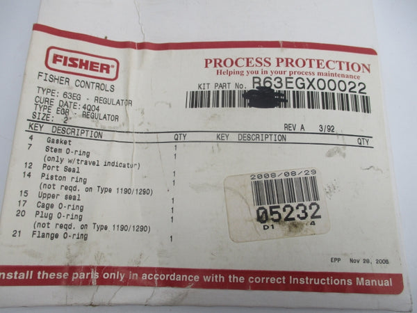 FISHER R63EGX00022 NSMP