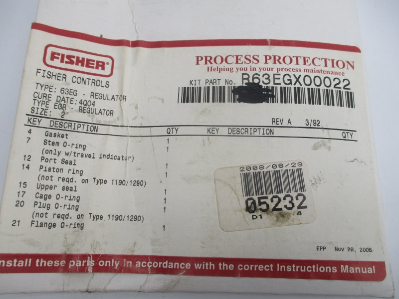 FISHER R63EGX00022 NSMP