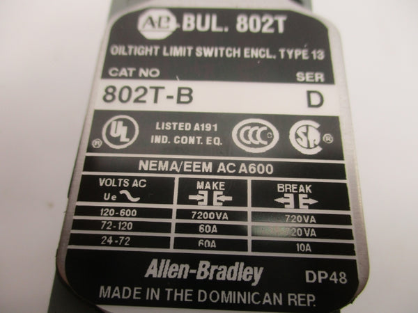 ALLEN BRADLEY 802T-B SER. D 120-600VAC 600A NSMP