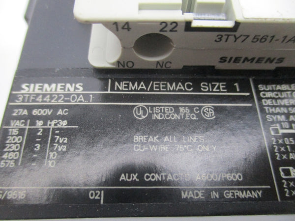 SIEMENS 3TF44 22-0AK61 110/120V NSMP