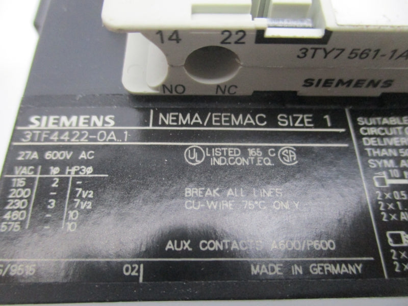 SIEMENS 3TF44 22-0AK61 110/120V NSMP
