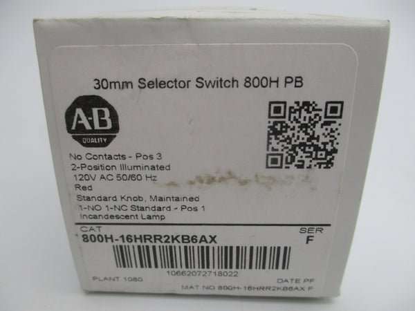 ALLEN BRADLEY 800H-16HRR2KB6AX SER. F 120V NSMP