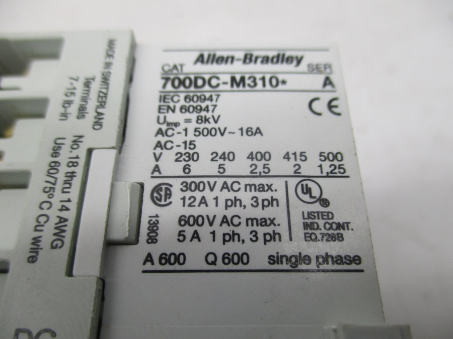 ALLEN BRADLEY 700DC-M310Z48 SER. A 48VDC (PKG OF 10) (BR/WH) NSMP