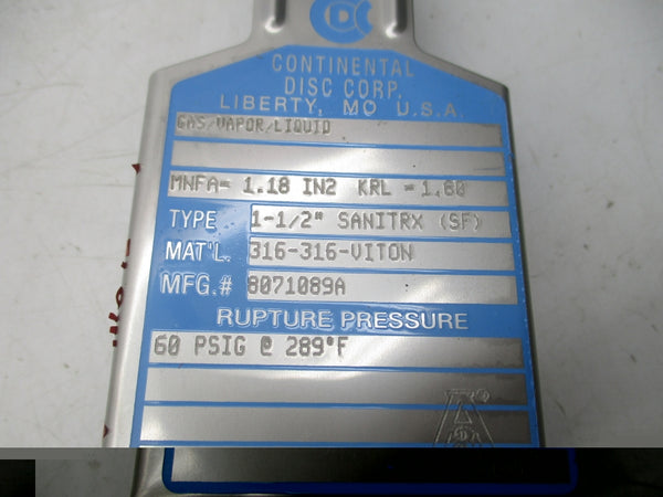 CONTINENTAL DISC 8071089A 60PSI 1-1/2" NSMP