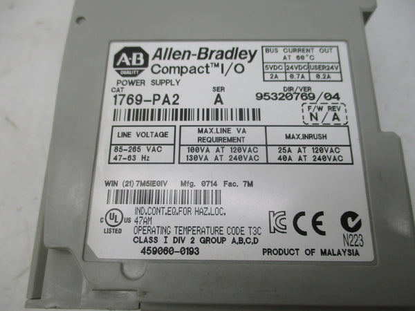 ALLEN BRADLEY 1769-PA2 SER. A 24VDC 0.7A UNMP