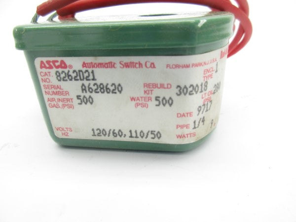 ASCO 8262D21 110/120V 500PSI 1/4" NSMP